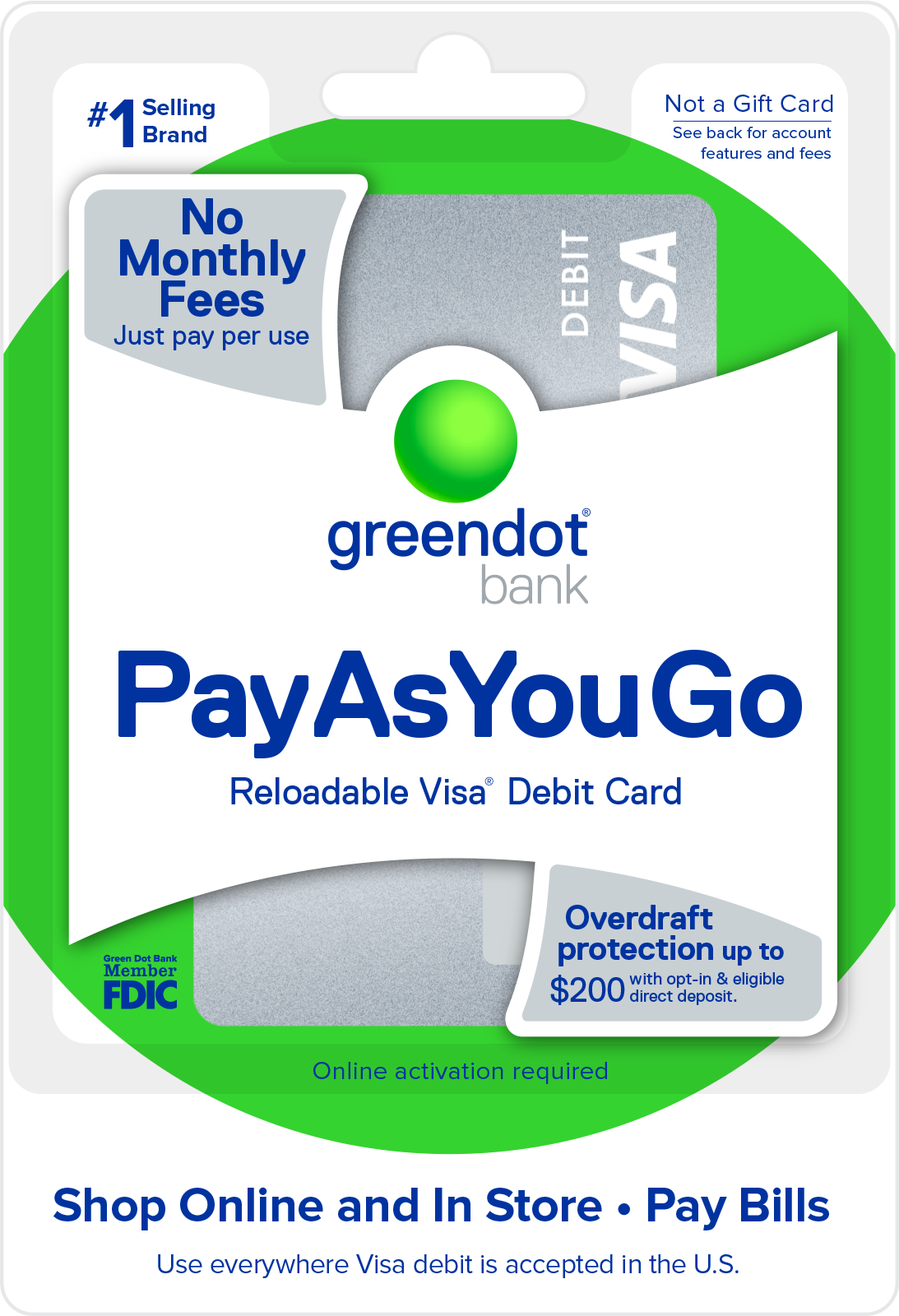 Pay as you go visa debit card